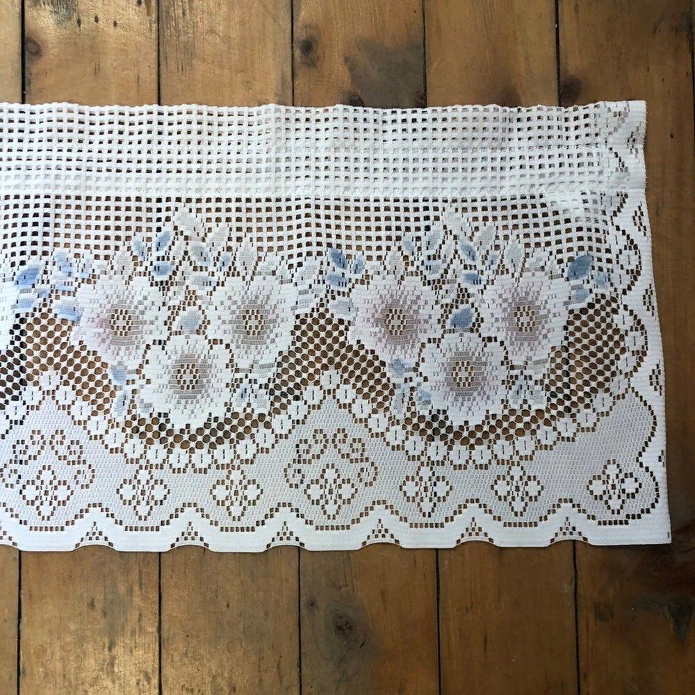 Vintage Lace Window Valance Floral 58" x 14"